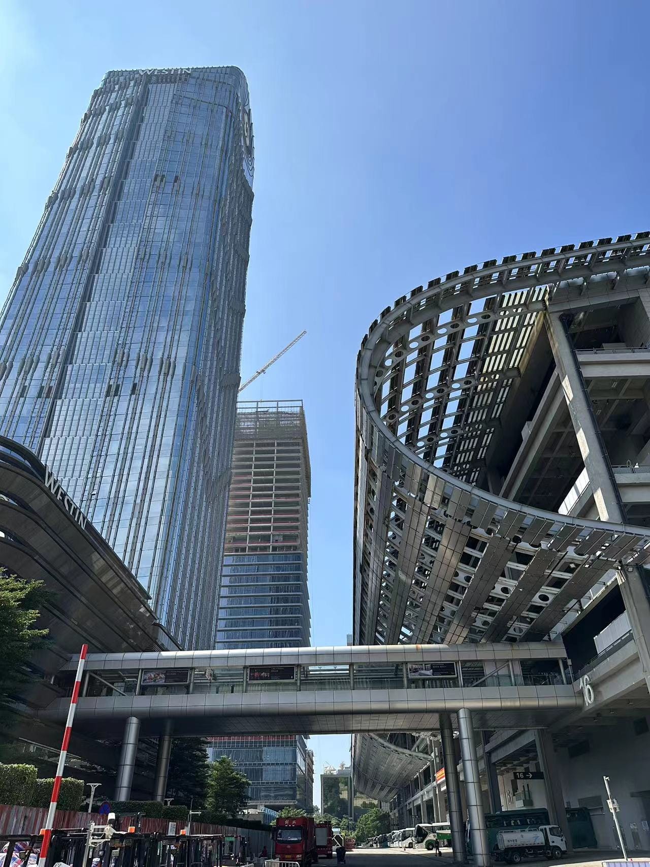 Architecture of the Canton Fair exhibition complex, low angle