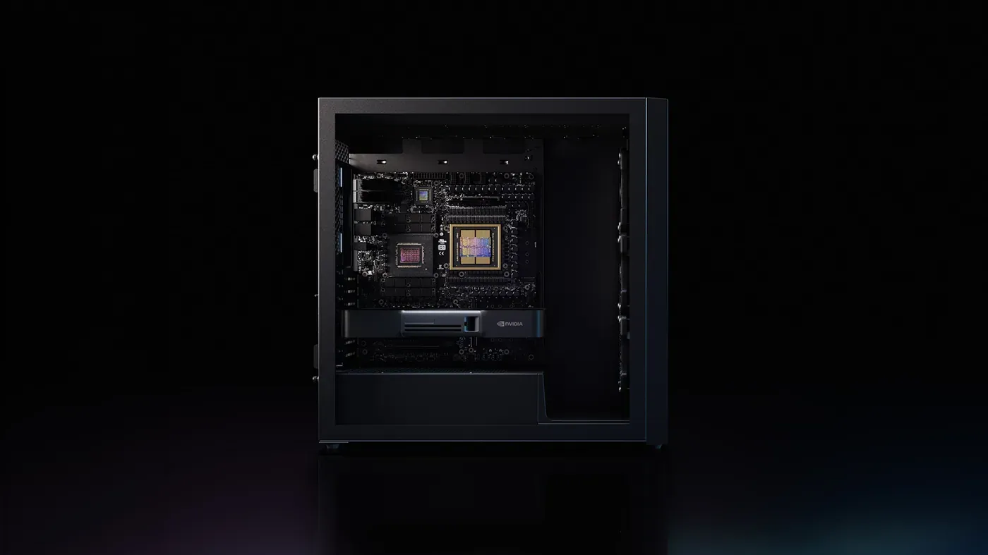 NVIDIA DGX Station desk-side AI workstation with a GB300 Grace Blackwell board