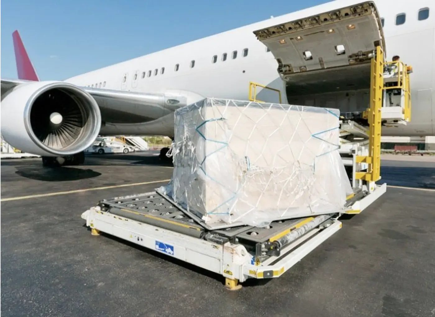 Air freight cargo loading at a Chinese airport