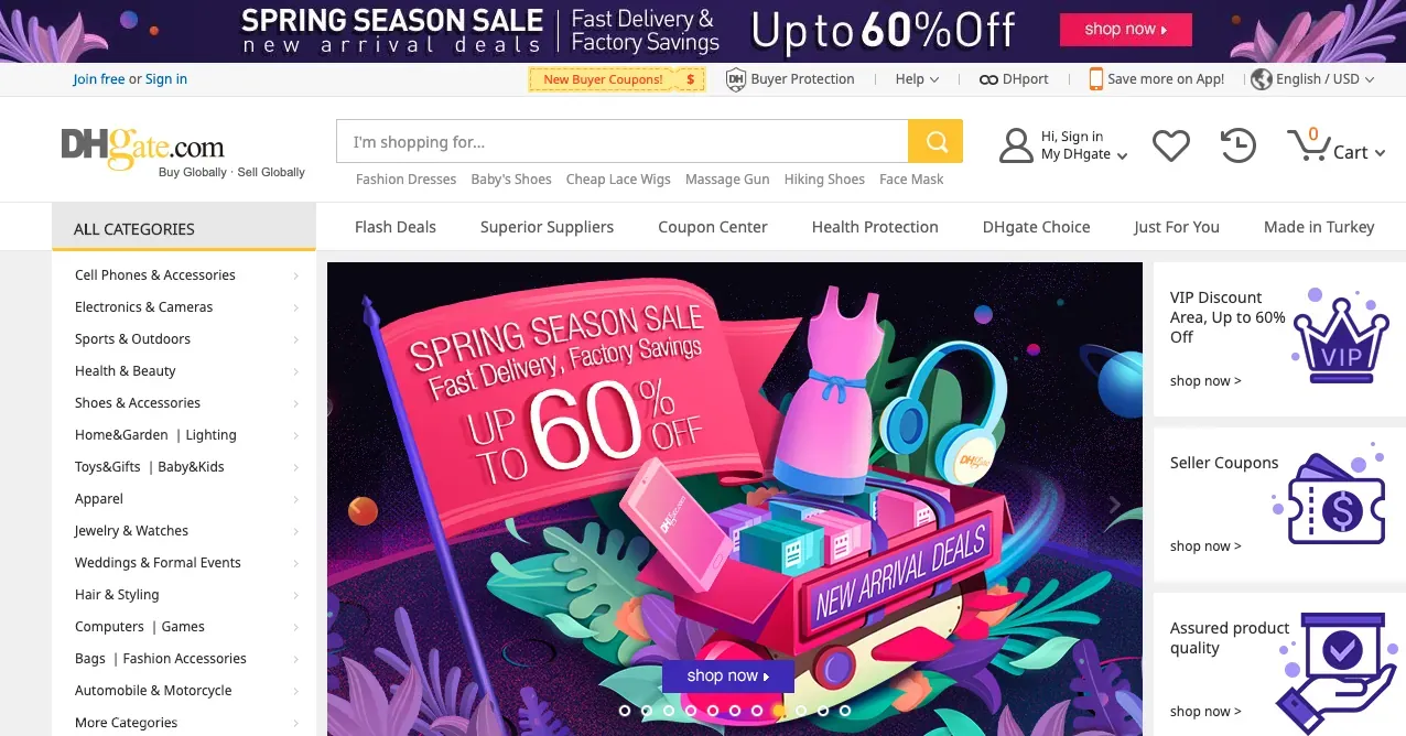 DHgate small wholesale platform for low MOQ orders from China